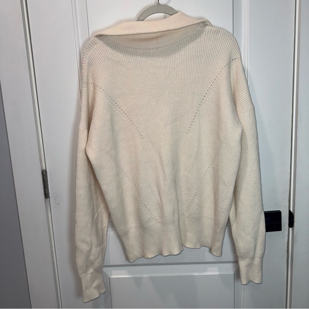 Cyrus women's long-sleeved ribbed zip-neck sweater, cream color, size XL - Picture 5 of 8